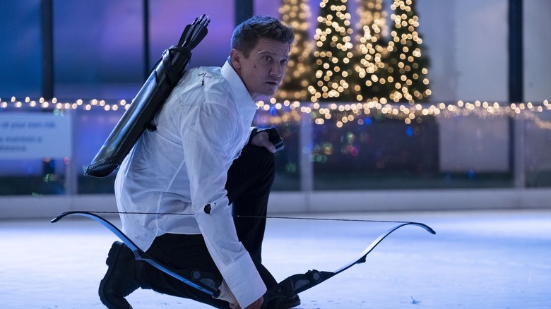 Hawkeye bow and arrow Rockefeller ice rink