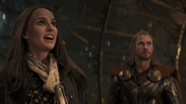 Jane Foster looking at Thor in Asgard