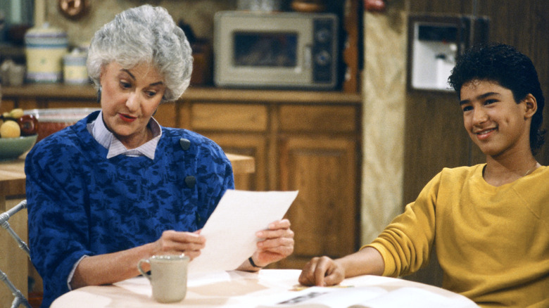 Mario Lopez and Bea Arthur in The Golden Girls