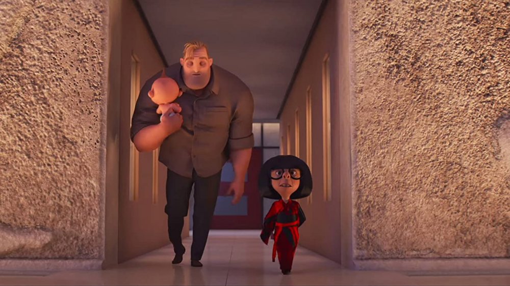 Mr. Incredible and Edna Mode in The Incredibles 2