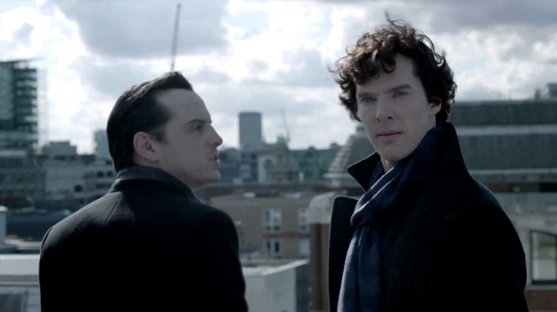 Moriarty and Sherlock on the roof