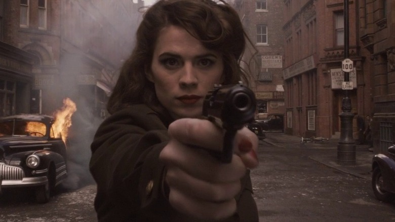 Agent Carter pointing a gun