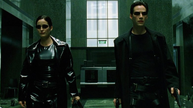 Carrie-Anne Moss and Keanu Reeves in The Matrix