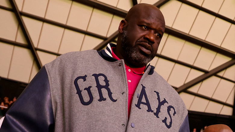 Shaquille O' Neal looking stern