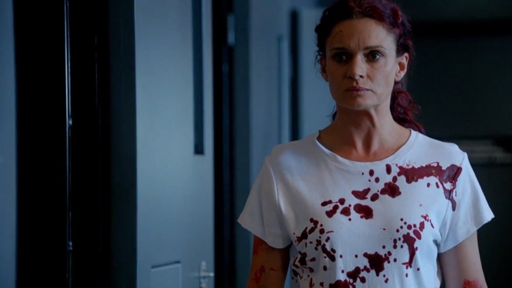 Bea (Danielle Cormack) is covered in blood on Wentworth