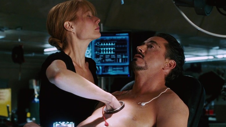 Pepper changing Tony's Arc Reactor