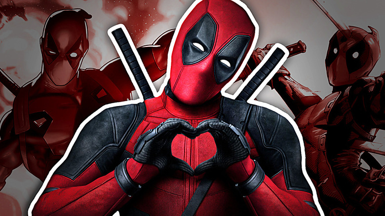 Deadpool making a hand heart