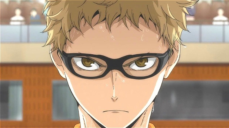 Kei Tsukishima glaring sweatily