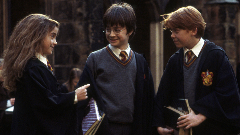 Hermione, Harry, Ron talking