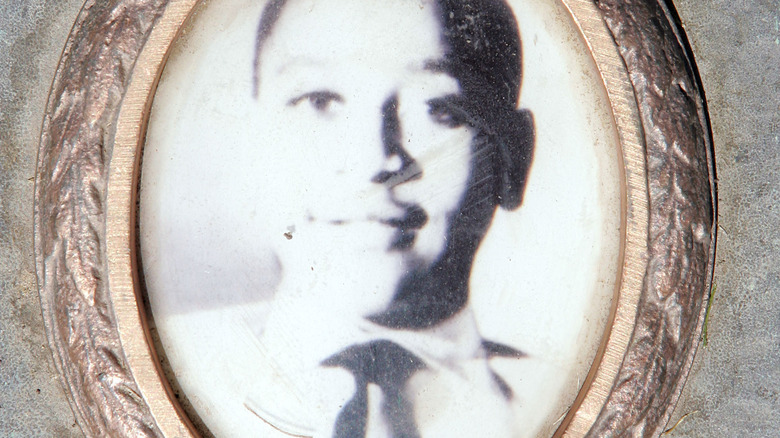 A plaque of Emmett Till