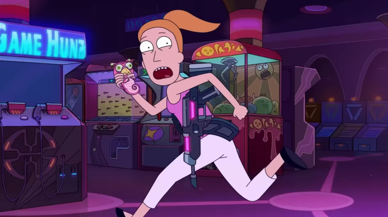 Summer Smith flees alien terrorists on Rick and Morty