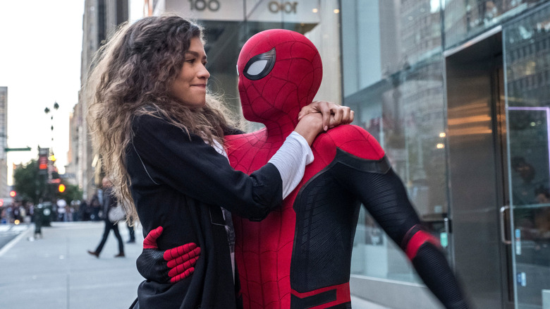 Zendaya hugs Tom Holland