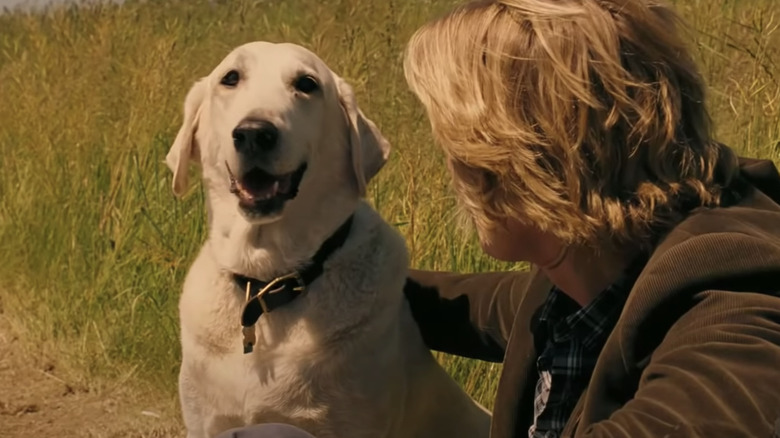 Owen Wilson and Marley in field