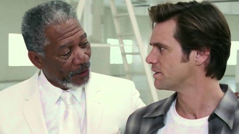 Jim Carrey and Morgan Freeman in Bruce Almighty 