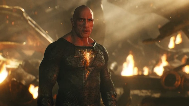 Dwayne Johnson surrounded by fire