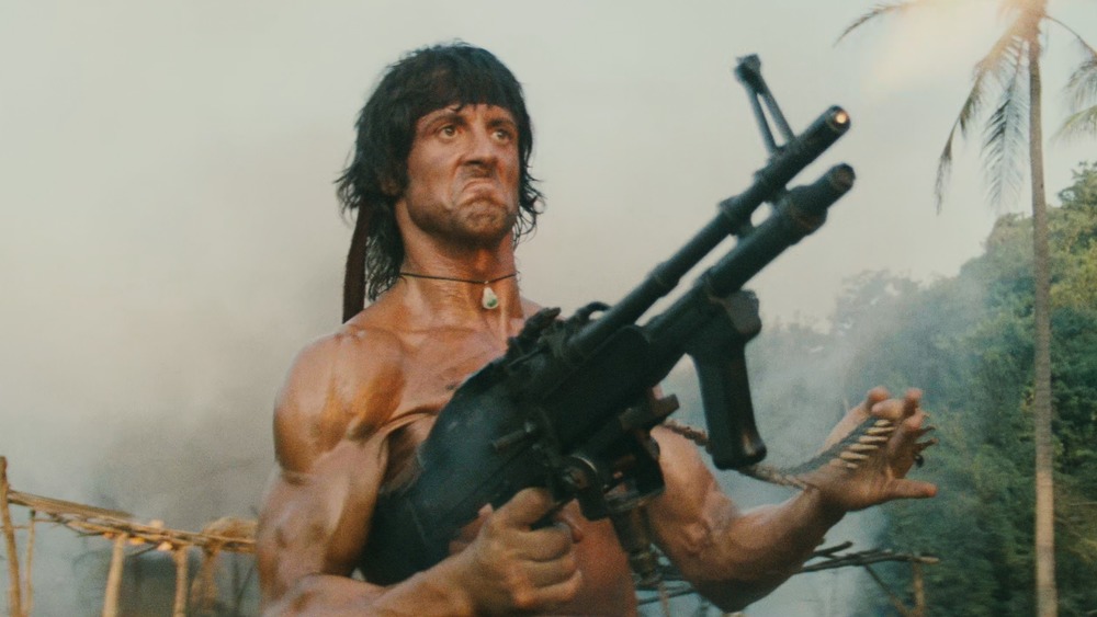 Rambo firing machine gun