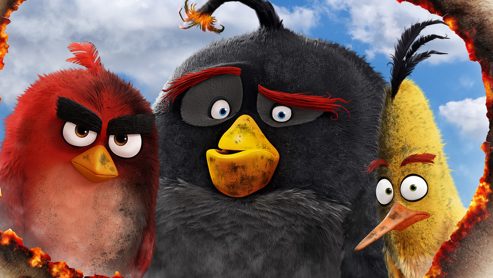 The three lead characters of The Angry Birds Movie