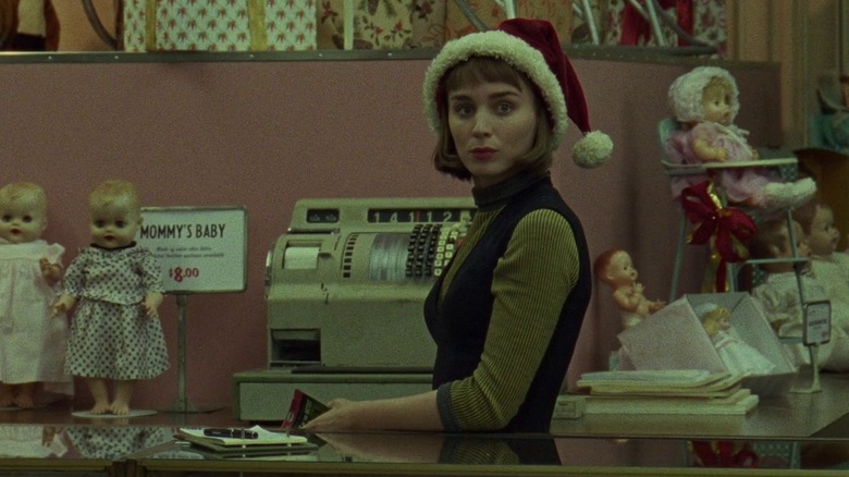 Rooney Mara wearing Santa hat