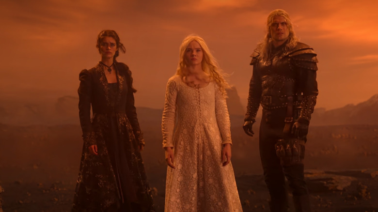 Geralt, Ciri, and Yennefer in an alternate dimension