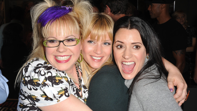 Kirsten Vangsness, A.J. Cook and Paget Brewster hugging