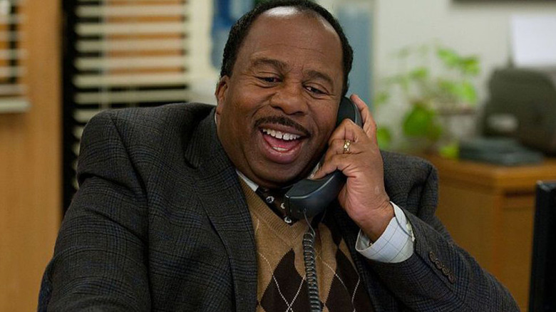 Stanley laughing on the phone