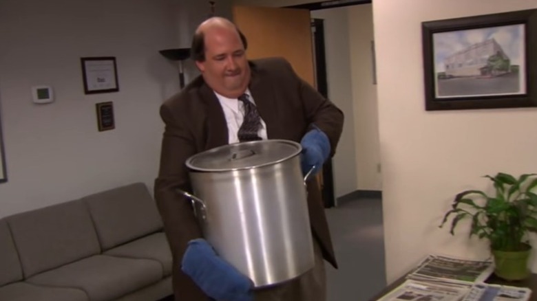 Kevin Malone carrying his chili in "The Office"