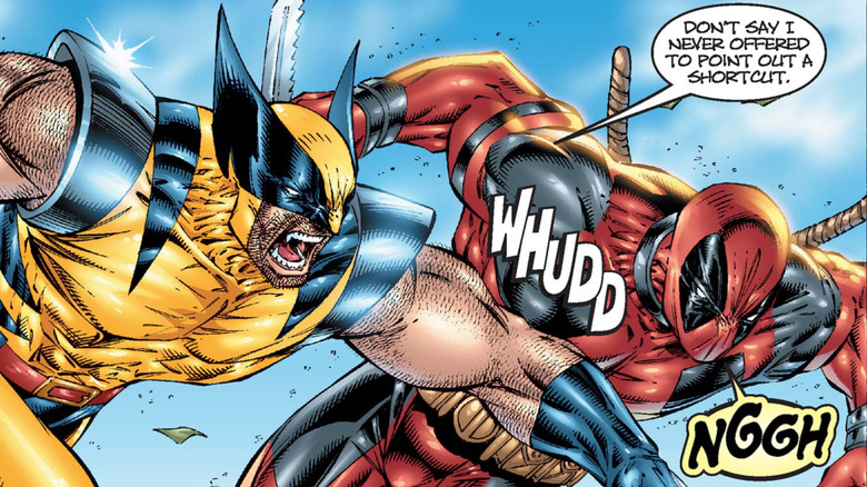 Wolverine punches Deadpool's face