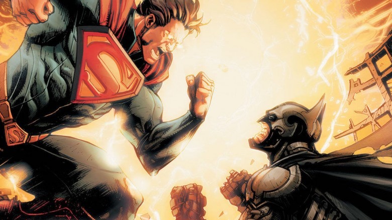 Superman fighting Batman, DC comics
