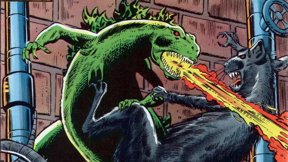 Godzilla fighting a rat