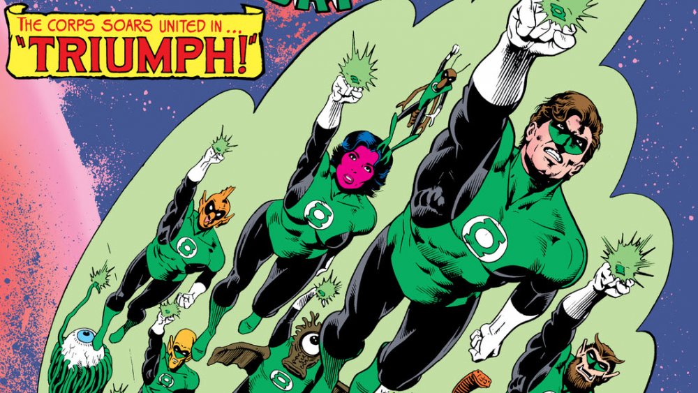 Hal Jordan leads the Corps in flight on the cover of Tales of the Green Lantern Corps #3