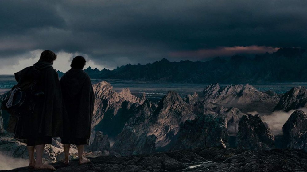 Sam and Frodo looking out at Mordor