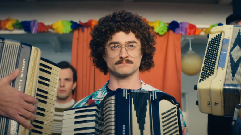 Daniel Radcliffe as Weird Al playing the accordion