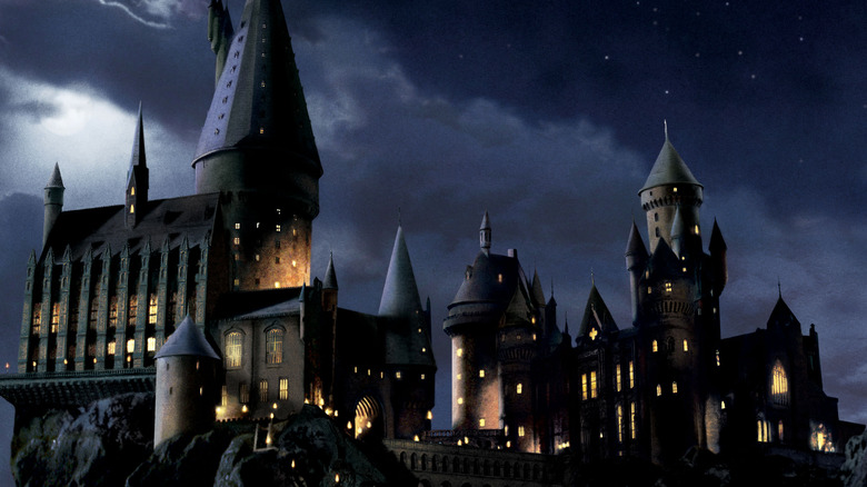 Hogwarts castle at night