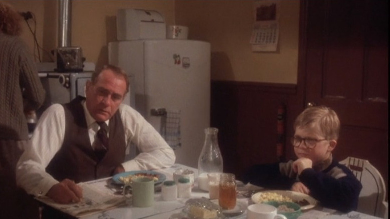 Darren McGavin and Peter Billingsley looking serious