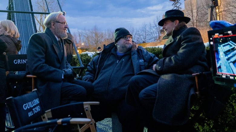 Jenkins, del Toro, and Cooper on the Nightmare Alley set