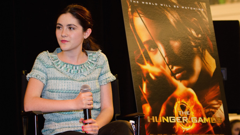 Isabelle Fuhrman speaking at Hunger Games event