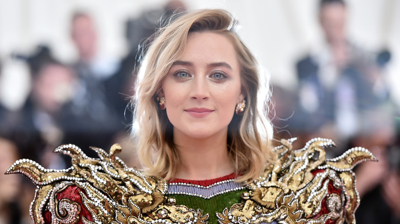 Saoirse Ronan posing at Met Gala