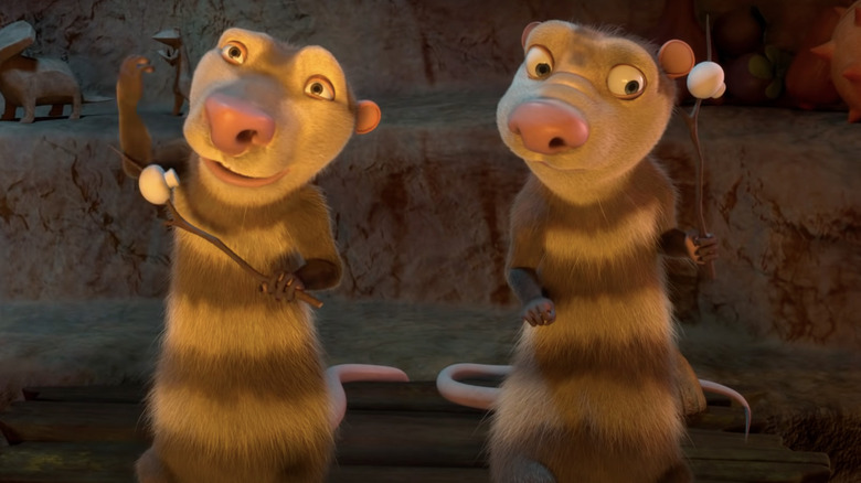 Eddie and Crash near fire in Ice Age 6