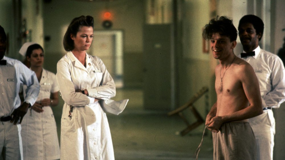 Louise Fletcher and Brad Dourif as Nurse Ratched and Billy Bibbit