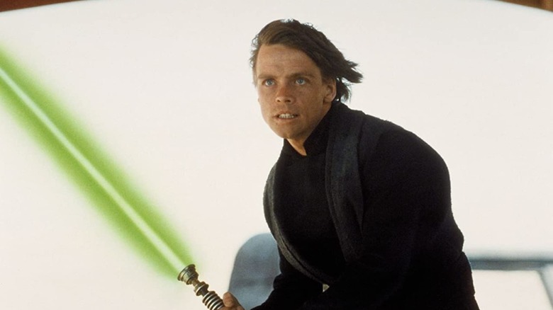 Luke Skywalker wielding lightsaber