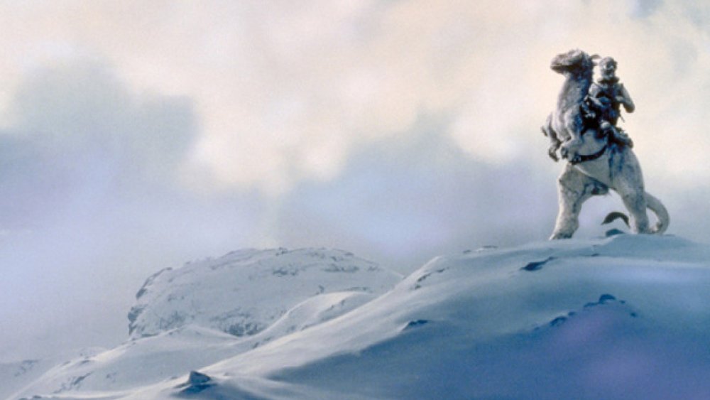 Riding a tauntaun on Hoth in Star Wars Episode V: The Empire Strikes Back