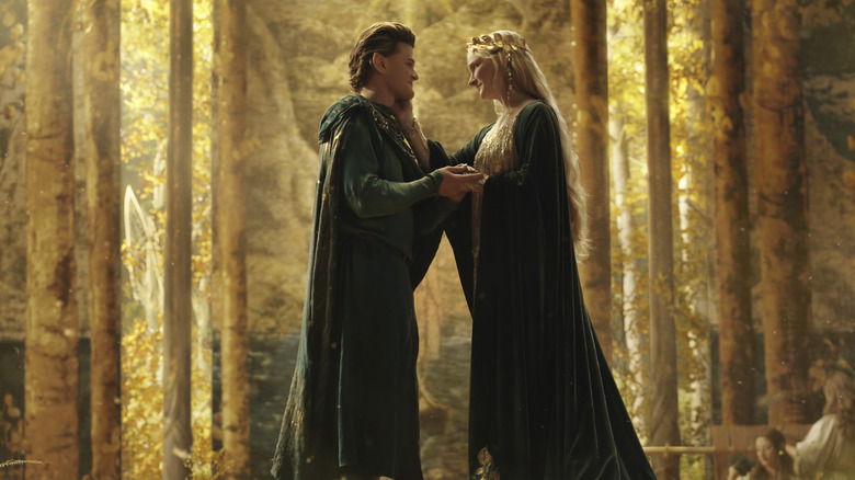 Elrond and Galadriel embracing