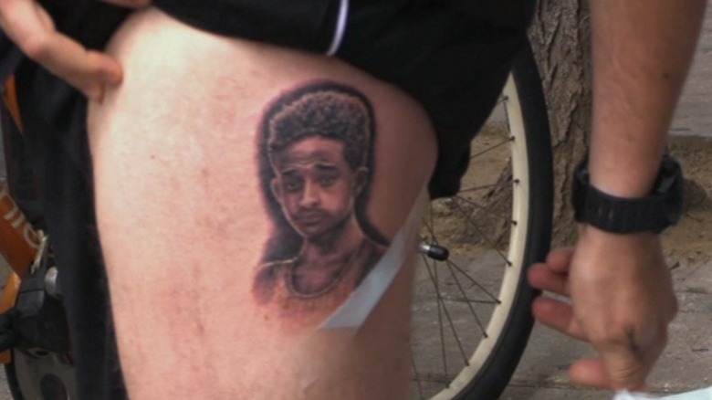 Sal Vulcano revealing his tattoo of Jaden Smith