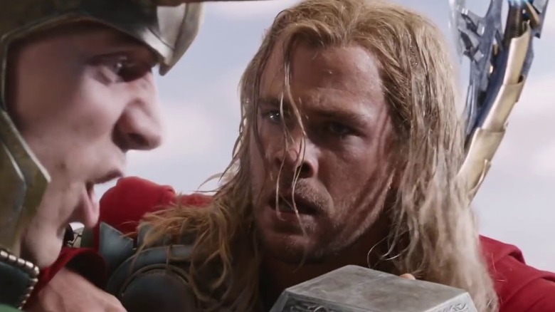 Tom Hiddleston and Chris Hemsworth in "Avengers" (2012)