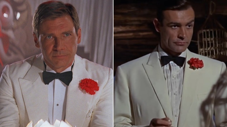 Harrison Ford in Temple of Doom and Sean Connery in Goldfinger