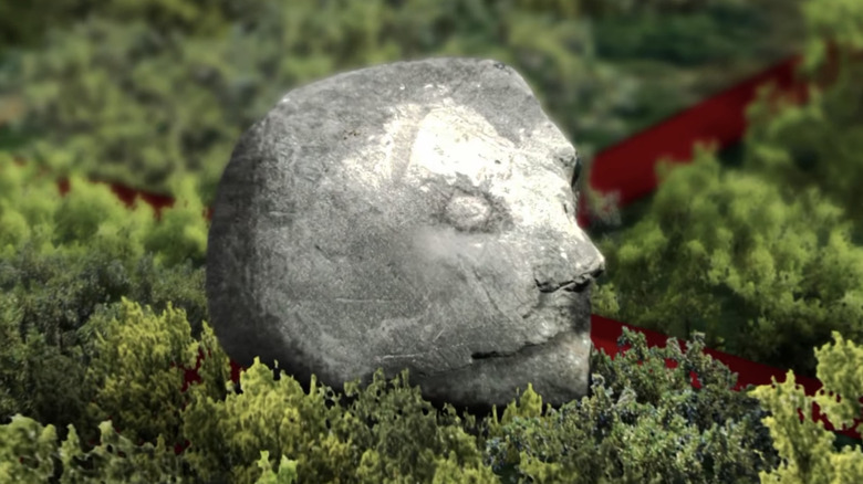 An artist's rendition of nolan's head-shaped stone