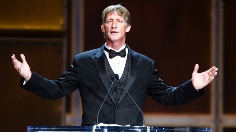 Kevin Von Erich delivers a speech