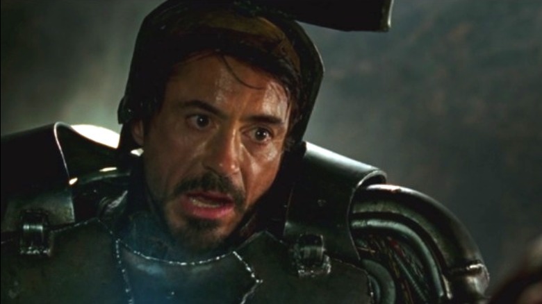 Tony Stark wearing the Iron Man suit in Iron Man