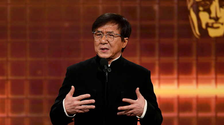 Jackie Chan talking on stage