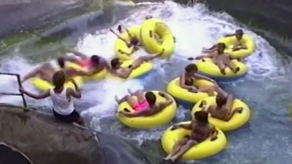 People riding tubes